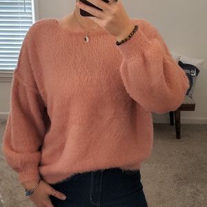 POL pink mauve small s boat neck sweater ribbed hem and cuffs EUC